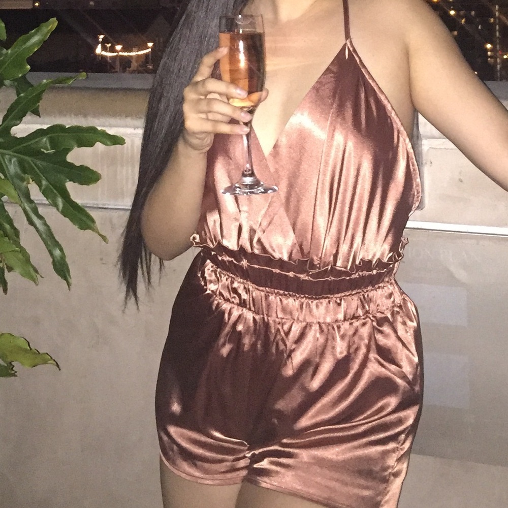 Beautiful mauve silky satin romper